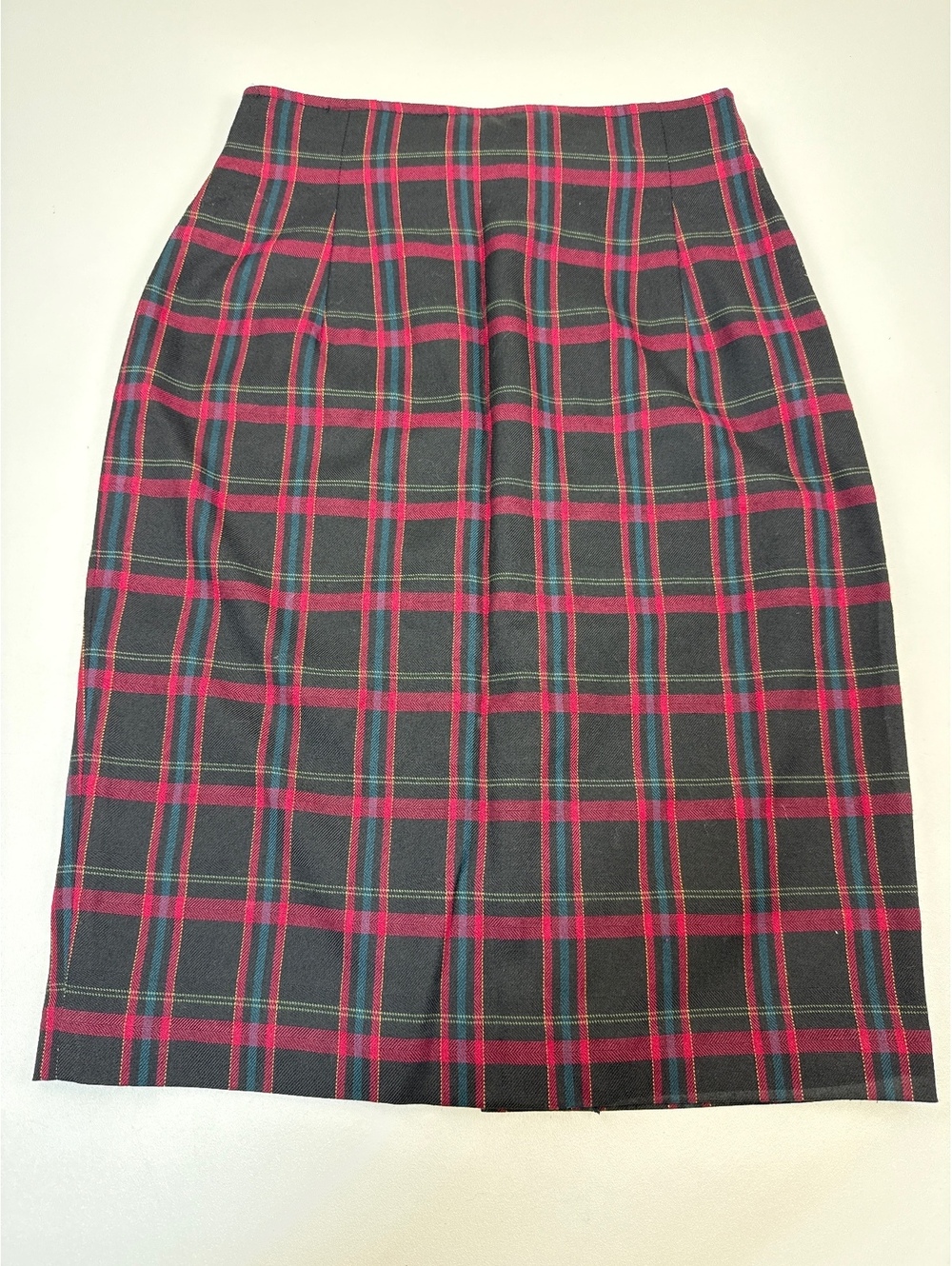 Autograph Classic Plaid Midi Skirt in Red and Black